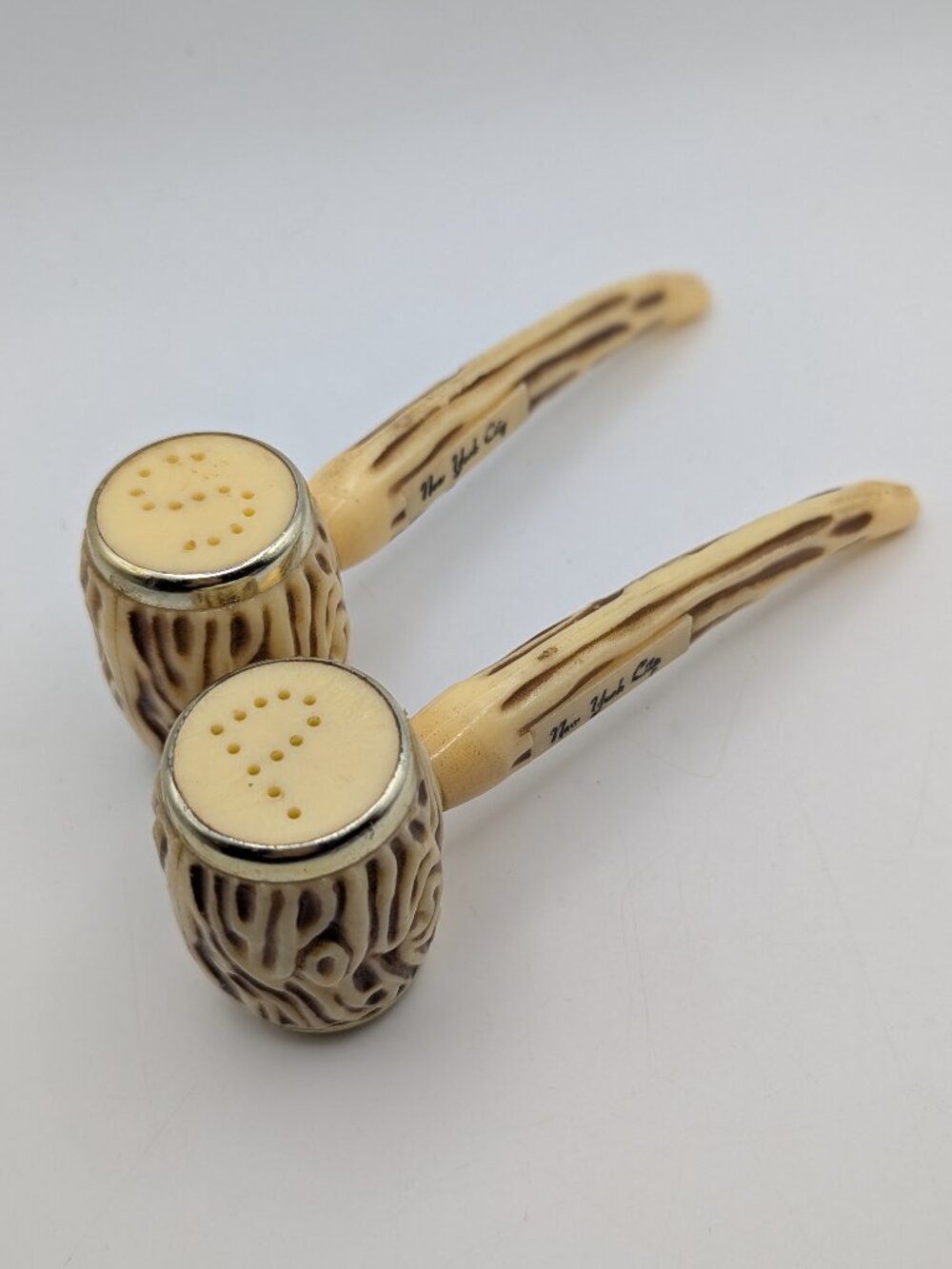 Cream Faux Bone Pipe Salt & Pepper Shakers